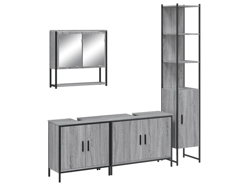  Ensemble de meubles de salle de bain 4 pcs sonoma gris cf63877  - Conforama A