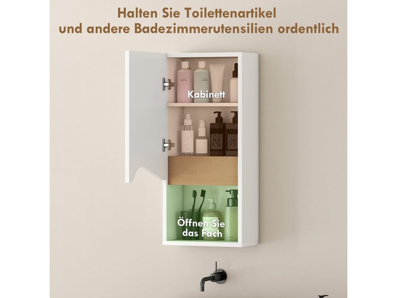  Meuble haut de salle de bain 1 porte et niche en panneau mélaminé blanc 30x17x67 cm  - Conforama E