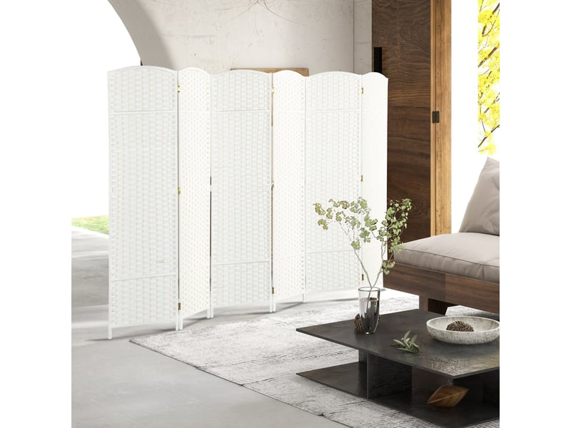  Paravent interieur en bois 6 panneaux 240 x 170 cm séparateur de pièce pliable pour salon, chambre à coucher, naturel  - Conforama A