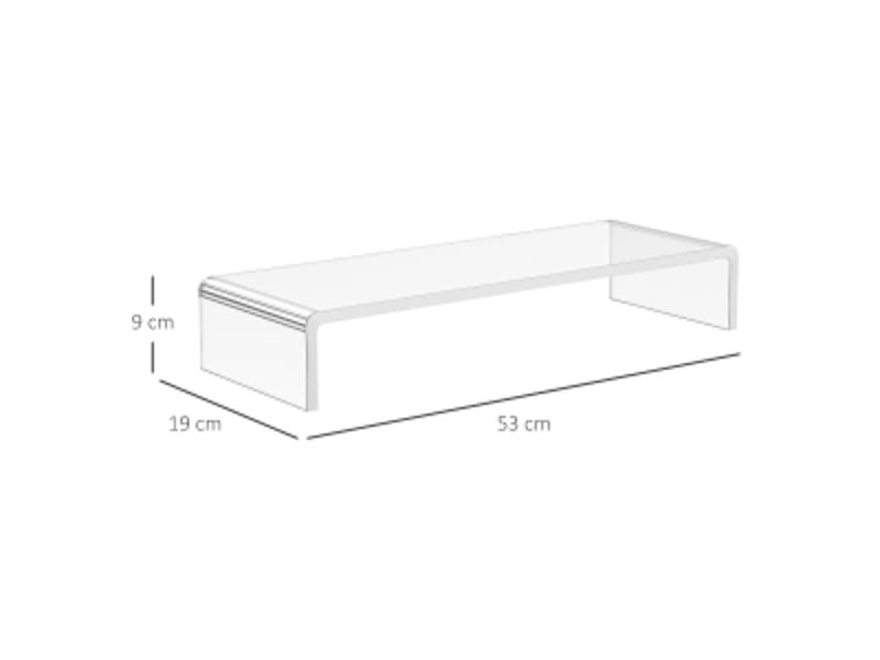  Support écran ergonomique en verre acrylique avec espace pour clavier, pour bureau, ordinateur, transparent, 53×19×9 cm  - Conforama D