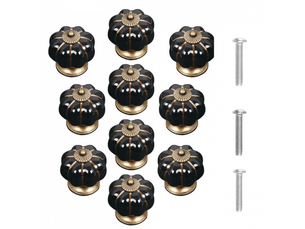 (noir) lot de 10 boutons de porte vintage en céramique en forme de citrouille, boutons de tiroir d'armoire simples