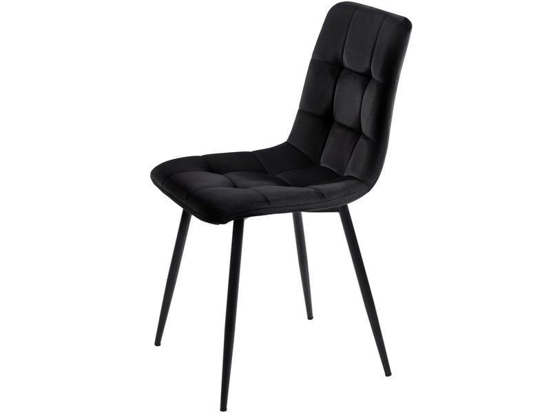  Chaise de salle à manger rembourrée avec dossier ergonomique, design moderne en velours noir  - Conforama D