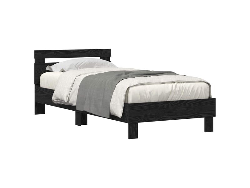  Lit simple - lit adulte - cadre de lit chêne noir 90 x 190 cm bois d'ingénierie  - Conforama C