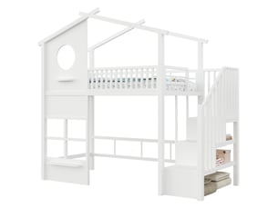 Lit mezzanine 90x200 cm MODENUIT coloris blanc