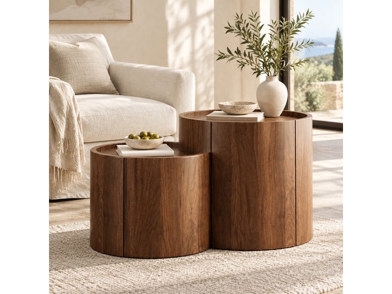  Table basse 77,5x47,5x40 cm en panneau de particules avec rangement et tiroir noyer chicfurn  - Conforama C