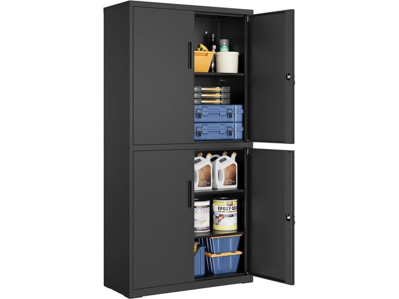  Armoire de rangement design moderne 40 x 80 x 180 cm avec étagères réglables et sécurité en acier noir 12_0012311  - Conforama A