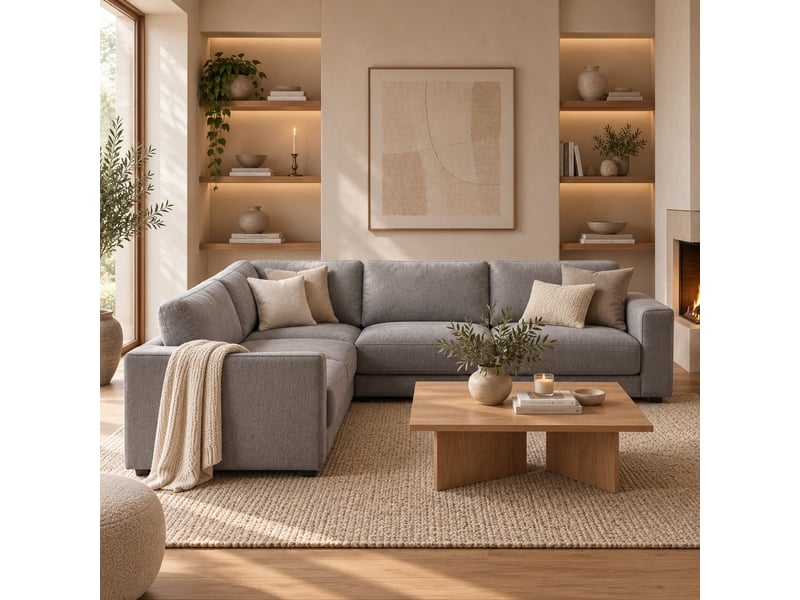 Canapé d'angle réversible en tissu gris - Conforama C