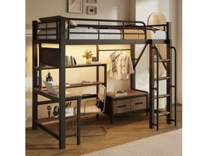 Lit mezzanine 90x200 cm <strong>COVREO </strong>  <strong></strong> coloris noir