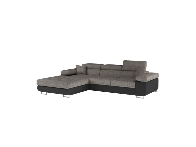  Canapé d'angle convertible amanda gris chiné et noir en tissu bouclé  - Conforama E
