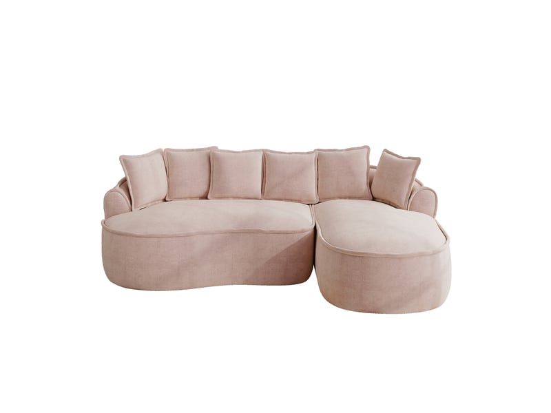  Canapé d'angle modulable 3 places en chenille rose avec méridienne droite  - Conforama A