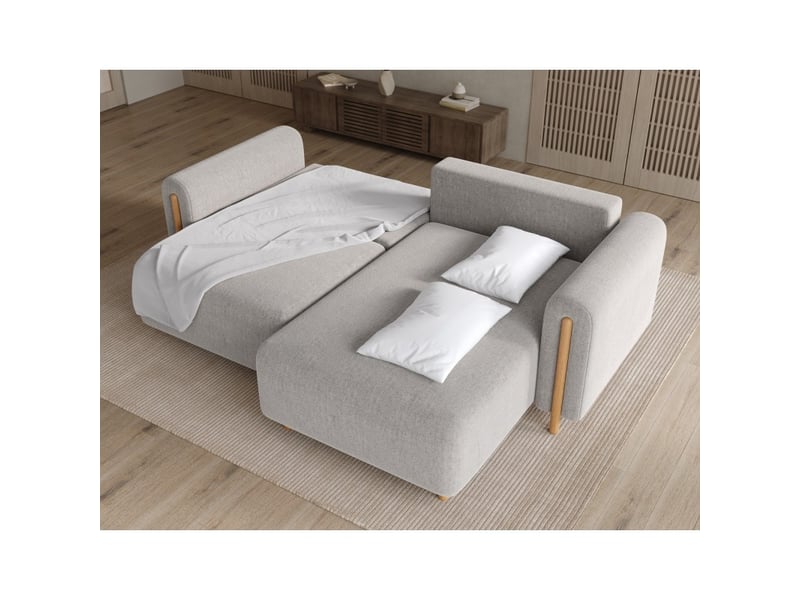  Canapé d'angle convertible arvessa gris clair bouclette – angle droit  - Conforama D