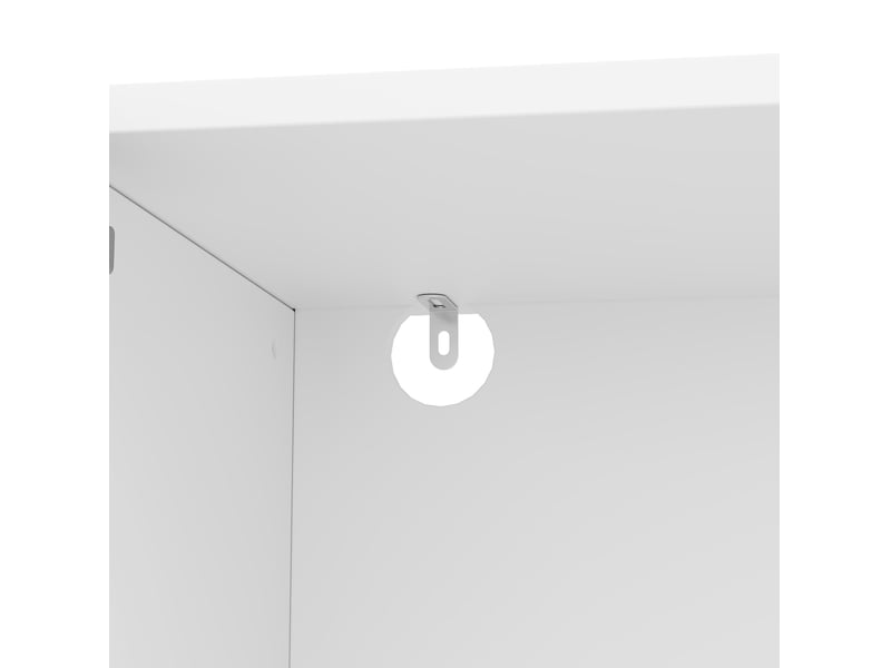 Meuble tv avec vitrine et table basse, façades géométriques 3d, rangements ouverts et fermés, pour salon, blanc - Conforama E