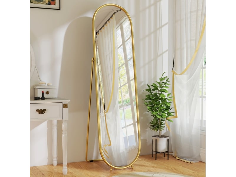  Miroir sur pied ovale 50 x 180 cm doré homvra  - Conforama B