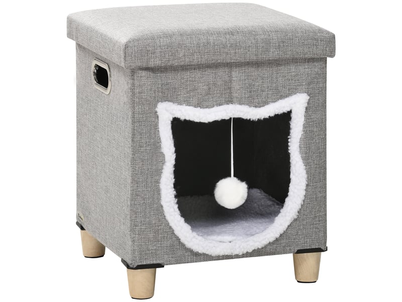  Niche d'intérieur 2 en 1 et repose-pieds avec coussin amovible gris 35,5x35,5x42,5 cm  - Conforama B