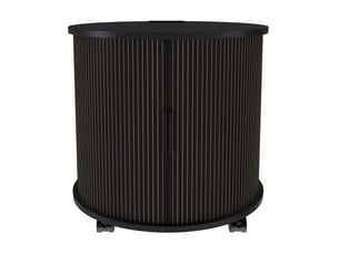 Table de chevet ronde, station de charge, porte coulissante et rangement, meuble nuit, rangement pratique, mdf, noir