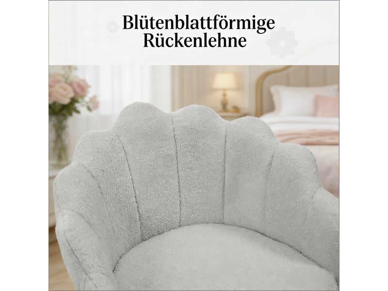  Chaise de bureau pivotante réglable en hauteur - lpospi - dossier pétales ergonomique, tissu effet cachemire - gris clair  - Conforama E