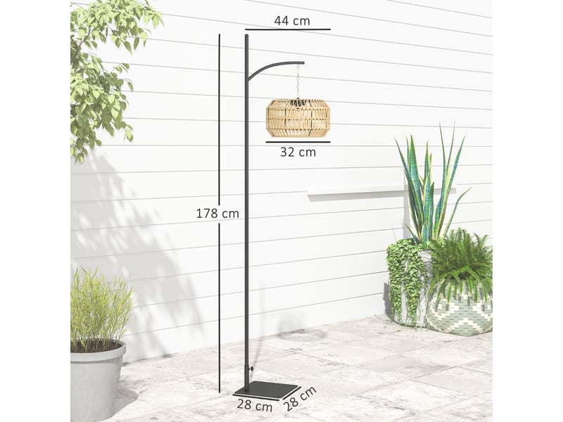  Lampadaire arc solaire extérieur en rotin tressé bohème lampe led crépusculaire ip44 jardin 178 cm  - Conforama E