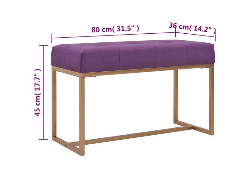  Banc d'entrée, banc d'intérieur 80 cm violet velours  - Conforama E