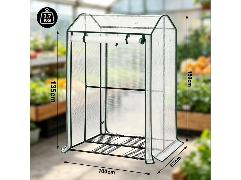  Serre de jardin durable avec porte frontale zippée enroulable, balcon et patio  - Conforama C