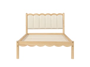 Lit simple 90x200 cm KORFEE coloris beige