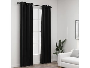 Lot de 2 rideaux occultants, rideaux black-out aspect de lin anthracite 140x225 cm cf44504