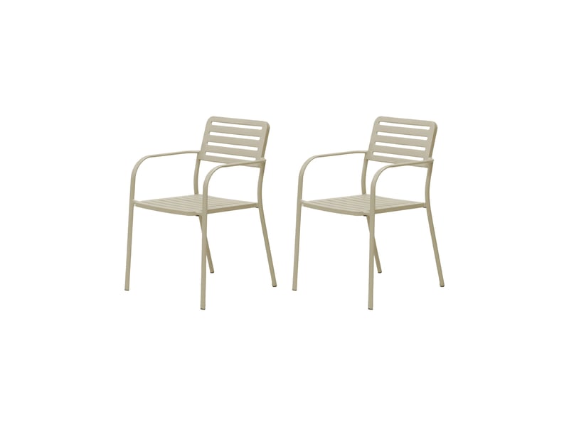  Lot de 2 fauteuils de jardin empilables en métal beige - baca  - Conforama B