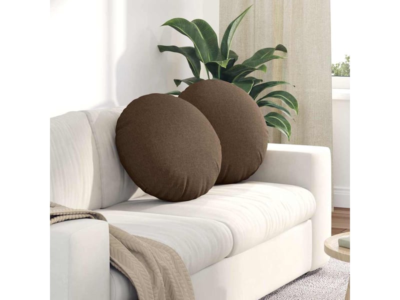  Lot de 2 coussins de siège, coussins décoratifs tissu marron ø50 x 19 cm cf59845  - Conforama B