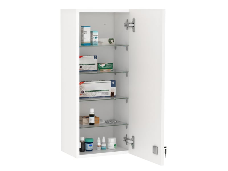  Armoire à pharmacie murale avec étagère réglable, en forme de croix, verrouillable, pour salle de bain, cuisine, couloir, blanche, 30 x 20 x 70 cm  - Conforama B