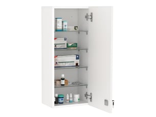 Armoire à pharmacie murale avec étagère réglable, en forme de croix, verrouillable, pour salle de bain, cuisine, couloir, blanche, 30 x 20 x 70 cm