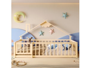 Lit simple 90x190 cm MEUBLIV coloris naturel