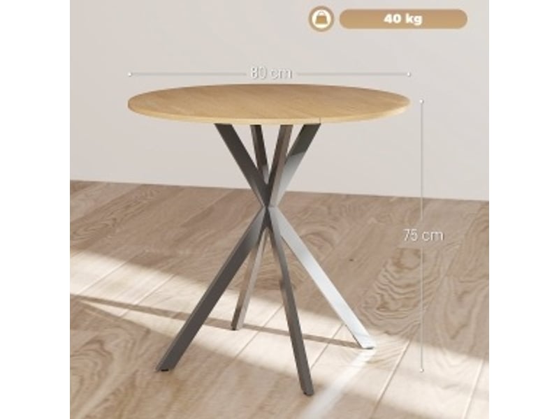 Table à manger ronde, 80 cm, 2 personnes imitation, design moderne, repas, salle à manger, pratique, bois, coloris bois - Conforama C
