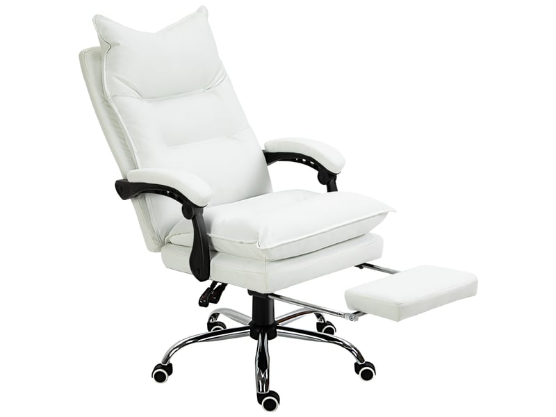  Fauteuil de bureau, chaise bureau ergonomique avec dossier inclinable, hauteur réglable, 66 x 72 x 130 cm, blanc  - Conforama B