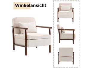 Fauteuil de salon moderne 80x61x72cm - coffre de rangement intégré, coussin lombaire amovible et structure en bois massif - velours côtelé - blanc