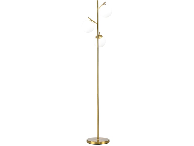  Lampe sur pied moderne dorée 40w avec 3 abats-jours en verre, pied en métal, interrupteur au pied, hauteur 169 cm, pour salon  - Conforama A