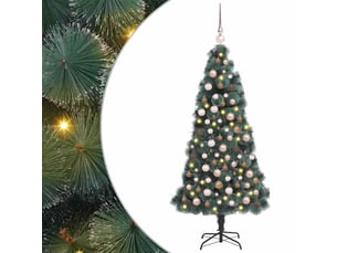 Sapin de noël - arbre de noël artificiel pré-éclairé avec ensemble de boules