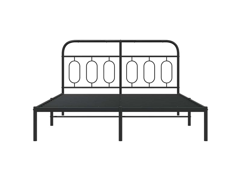  Lit double- lit adulte -  cadre de lit métal sans matelas avec tête de lit noir 135x190cm  - Conforama C