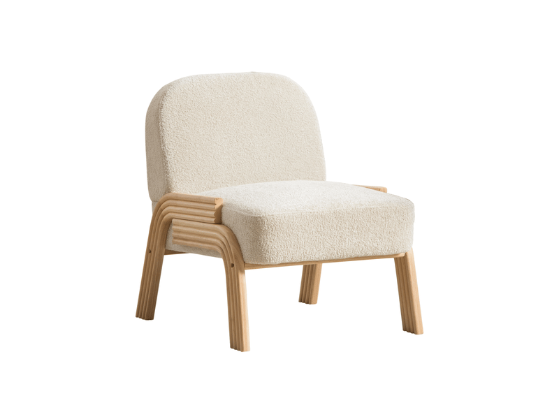 Fauteuil de détente,72x61x78 cm,style scandinave sans accoudoirs,chenille,beige - Conforama A