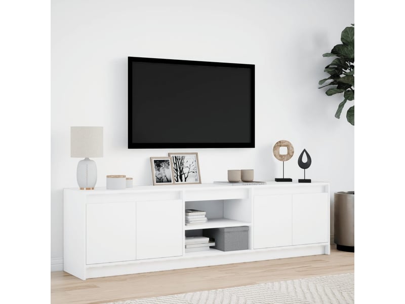  Meuble tv - banc tv - meuble de rangement avec led blanc 180x34x50 cm bois d'ingénierie  - Conforama D