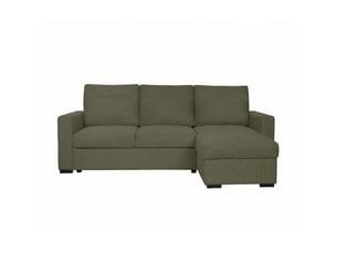 Canapé d'angle réversible convertible LOUNGITUDE SOLARO 3 places Tissu vert avec coffre de rangement