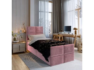 Lit avec rangement 90x200 cm <strong>MASSENO</strong>  <strong></strong> coloris rose