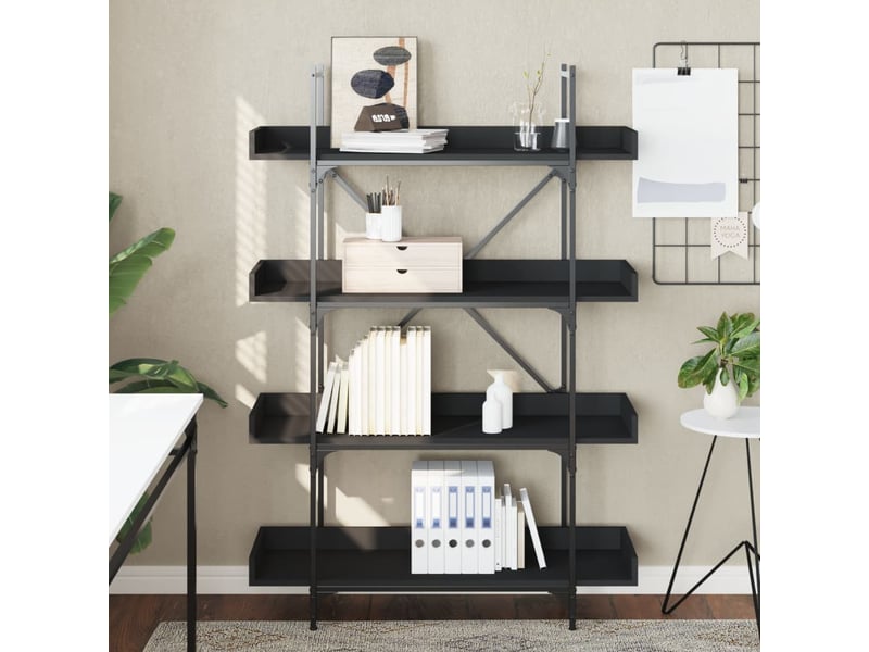  Bibliothèque à 4 niveaux, armoire à livres noir 100x33x145,5 cm bois d'ingénierie  - Conforama C