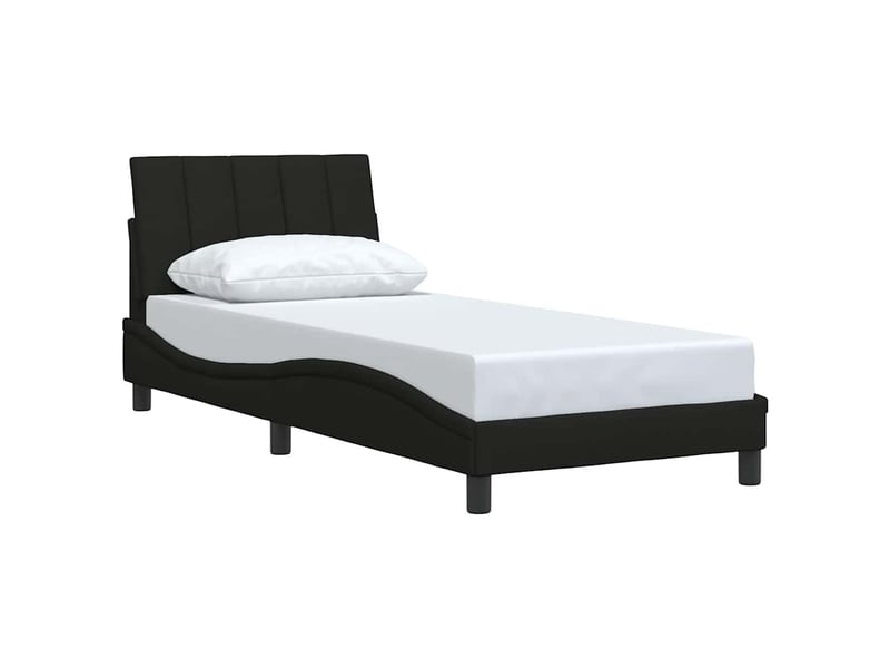 Lit simple- lit adulte - cadre de lit sans matelas hanko noir 80x200 cm tissu - Conforama B