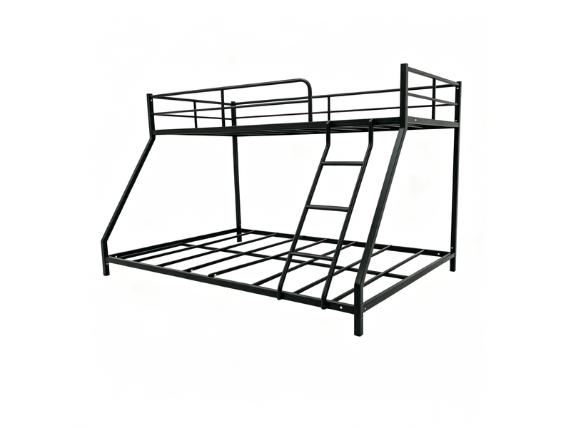  Lit superposé en métal noir 200 x 140 cm, couchages 80 x 190 et 130 x 190 cm  - Conforama A