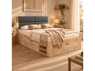 Lit avec rangement 140x200 cm MAISENTIEL coloris naturel