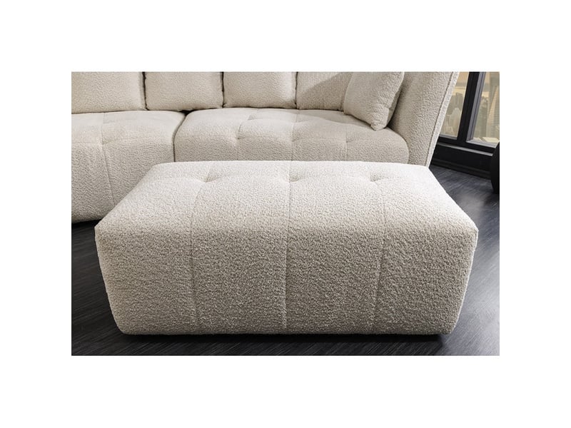  Pouf imperia blanc champagne capitonné – pouf classique en tissu bouclette  - Conforama D