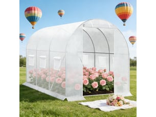 Serre de jardin - dimensions - blanc - polyéthylène et acier - protection contre le froid et le soleil