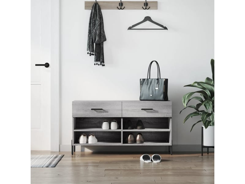  Banc à chaussures, meuble à chaussures sonoma gris 102x35x55 cm bois d'ingénierie shl7782  - Conforama B
