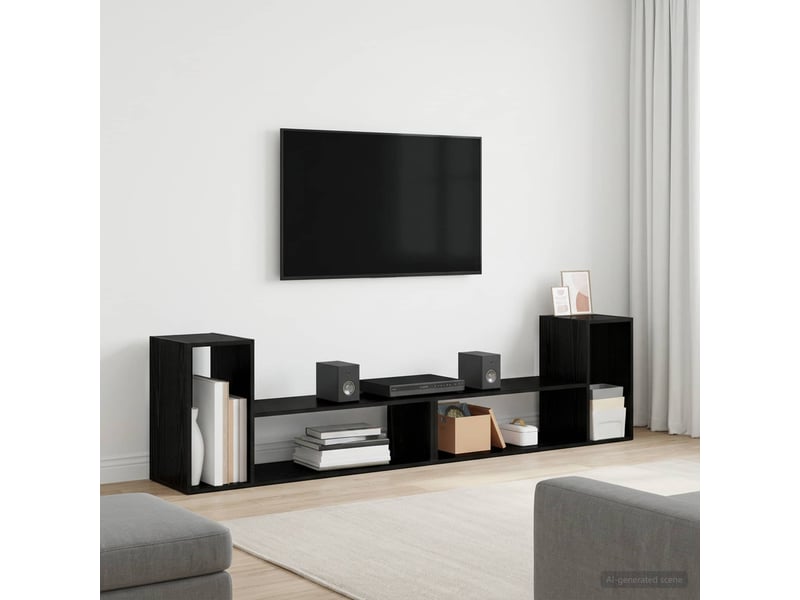  Meuble tv - banc tv - meuble de rangement 100 x 30 x 50 cm chêne noir bois d'ingénierie  - Conforama B