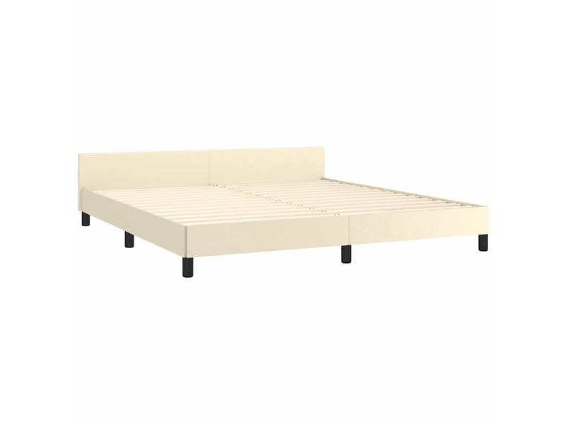  Lit double- lit adulte -  cadre de lit avec tête de lit sans matelas crème 180x200 cm  - Conforama C