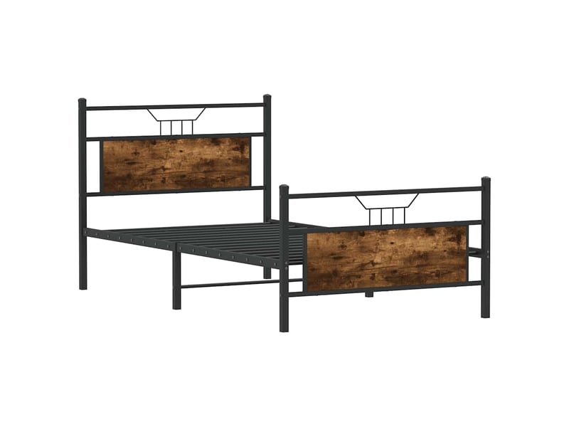  Lit simple- lit adulte -  cadre de lit sans matelas chêne fumé 100x200 cm bois ingénierie  - Conforama D